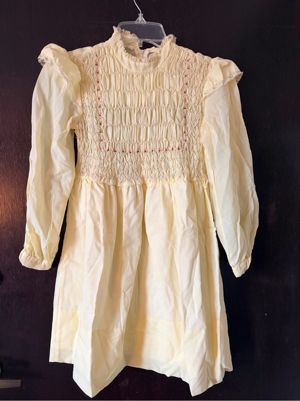 Vintage girls yellow smocked dress